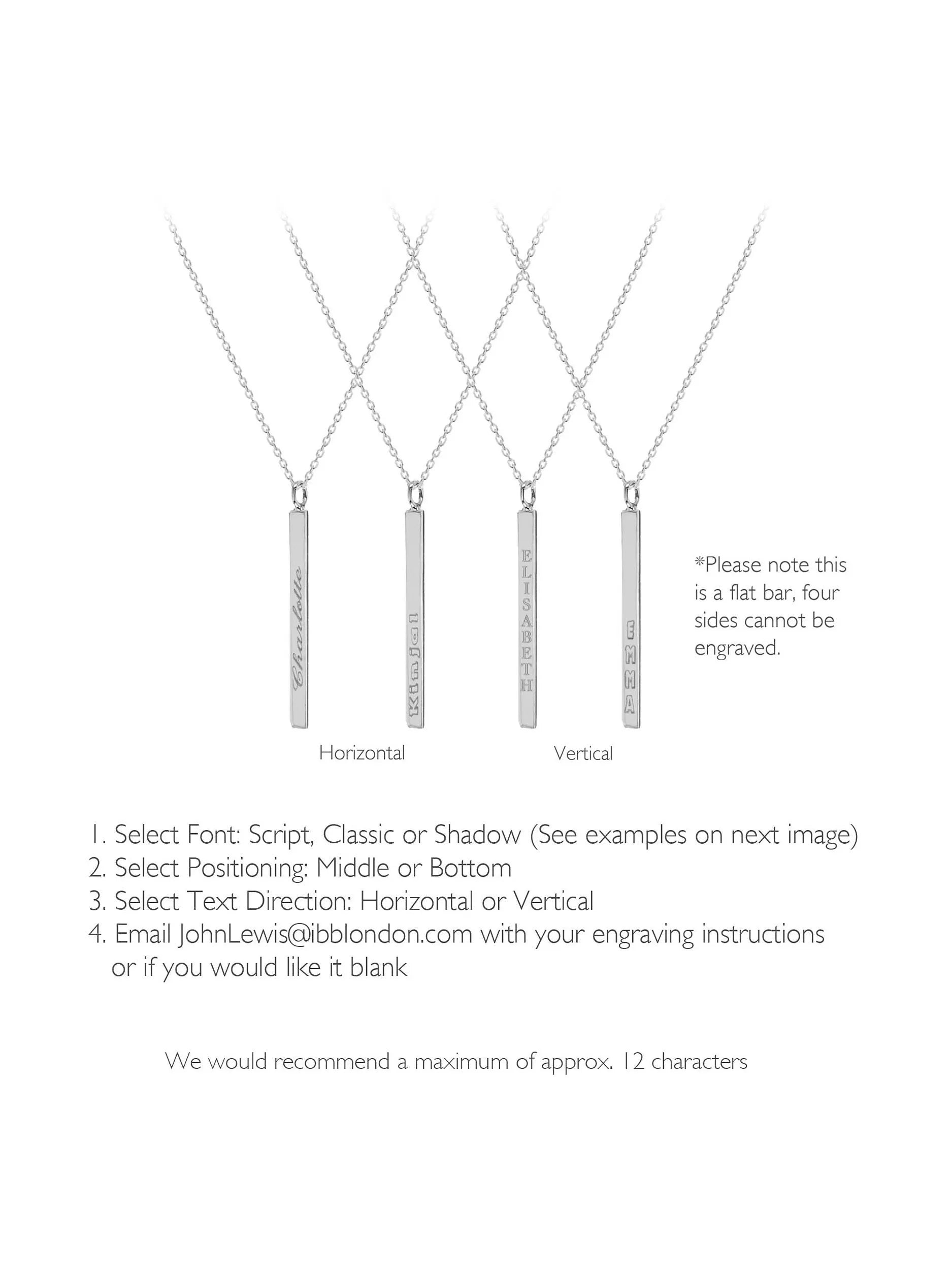 IBB silver bar pendant with 66cm chain, imported from the UK