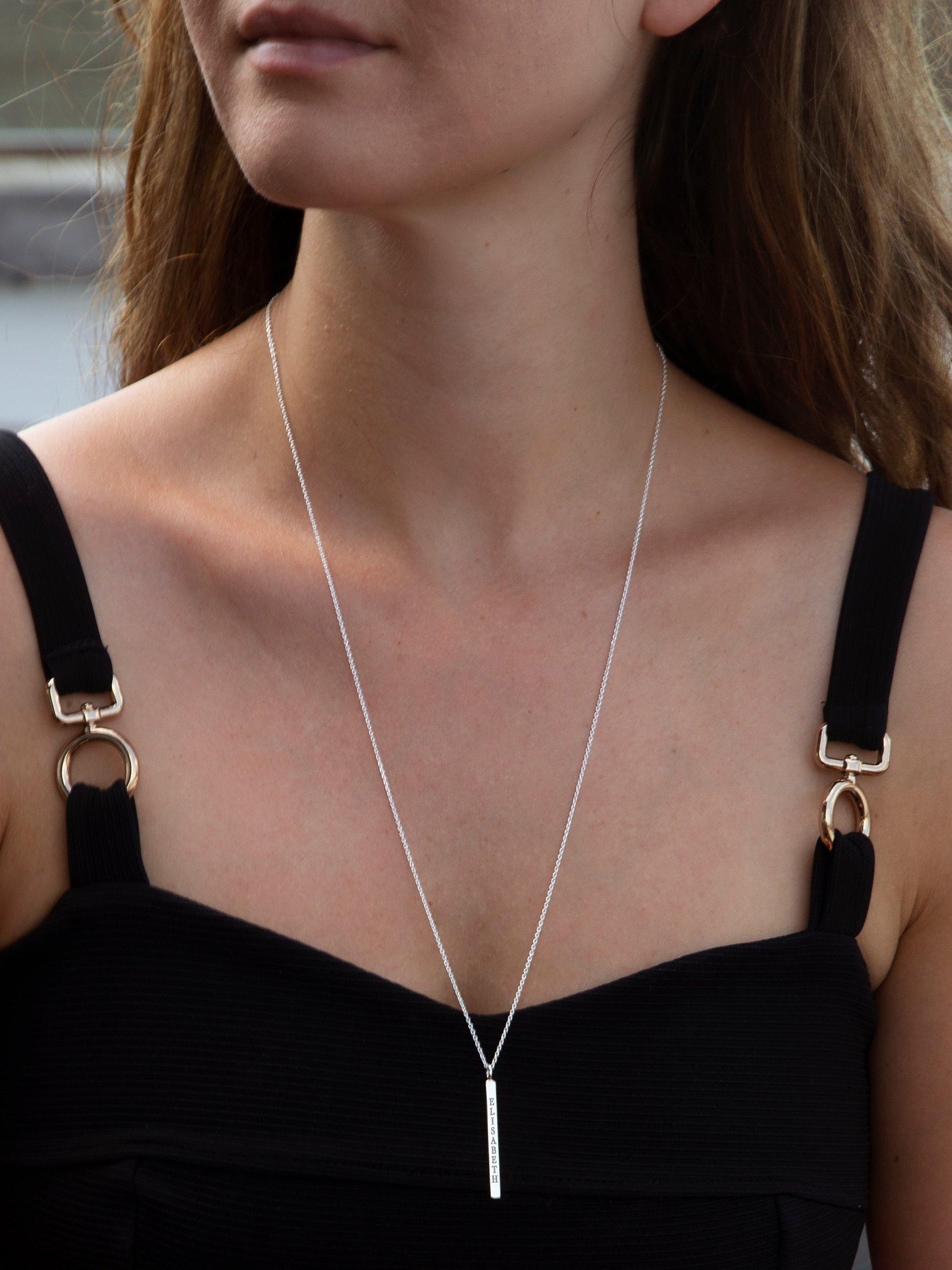 IBB silver bar pendant with 66cm chain, imported from the UK