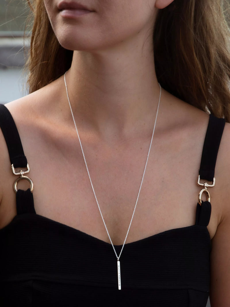 IBB silver bar pendant with 66cm chain, imported from the UK