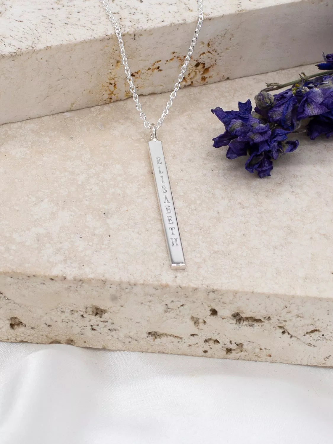 IBB silver bar pendant with 66cm chain, imported from the UK