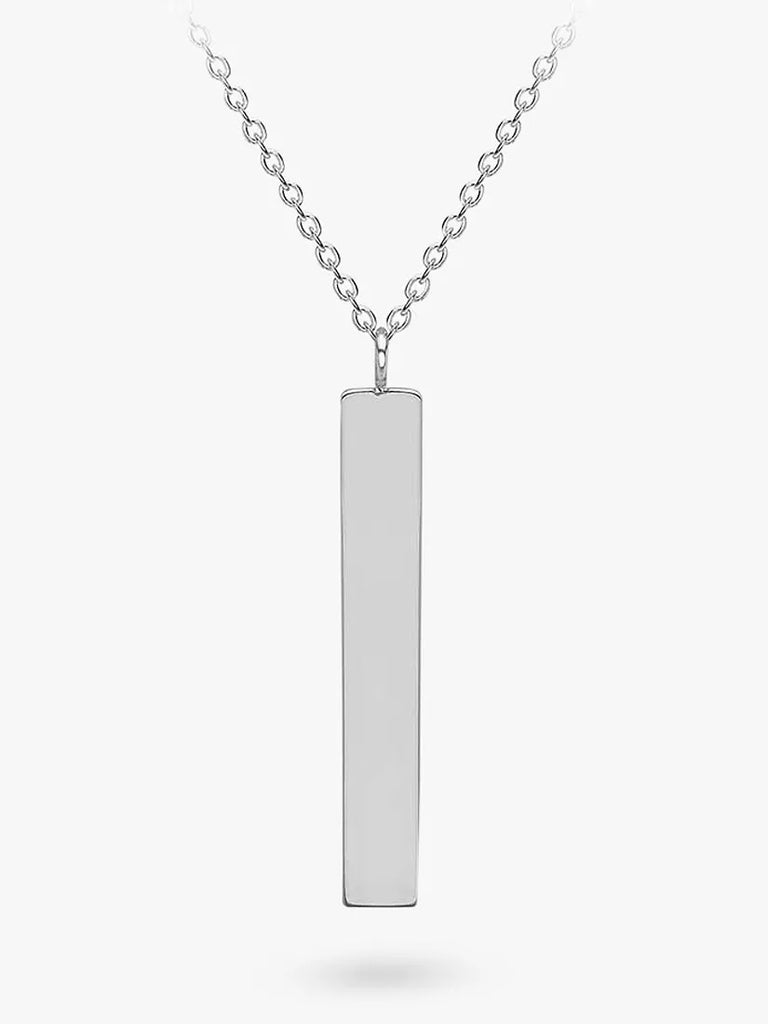 IBB Personalised 9ct White Gold Vertical Bar Pendant Necklace