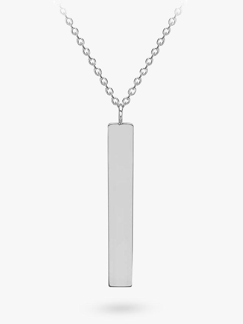 IBB personalised 9ct white gold vertical bar pendant necklace, UK version