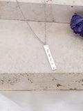 IBB personalised 9ct white gold vertical bar pendant necklace, UK version