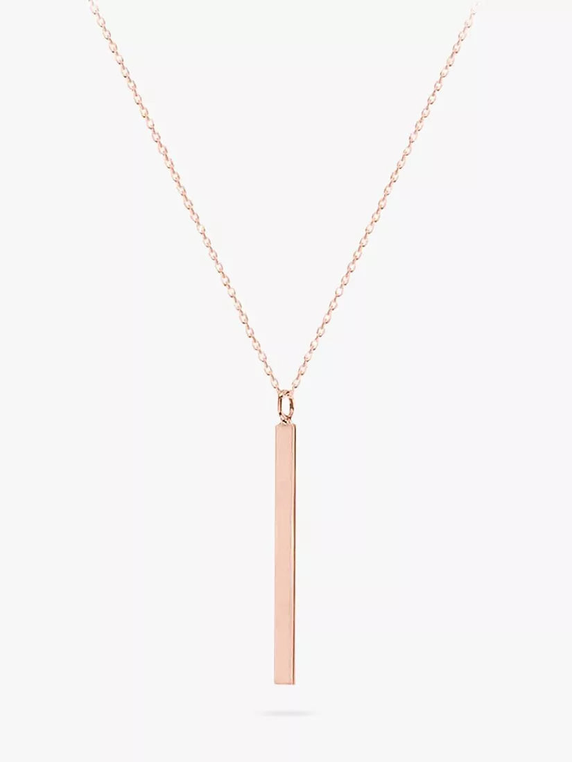 IBB personalised bar pendant necklace in rose gold (British brand)