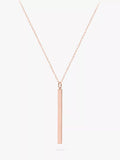 IBB Personalised Long Vertical Bar Pendant Necklace, Rose Gold