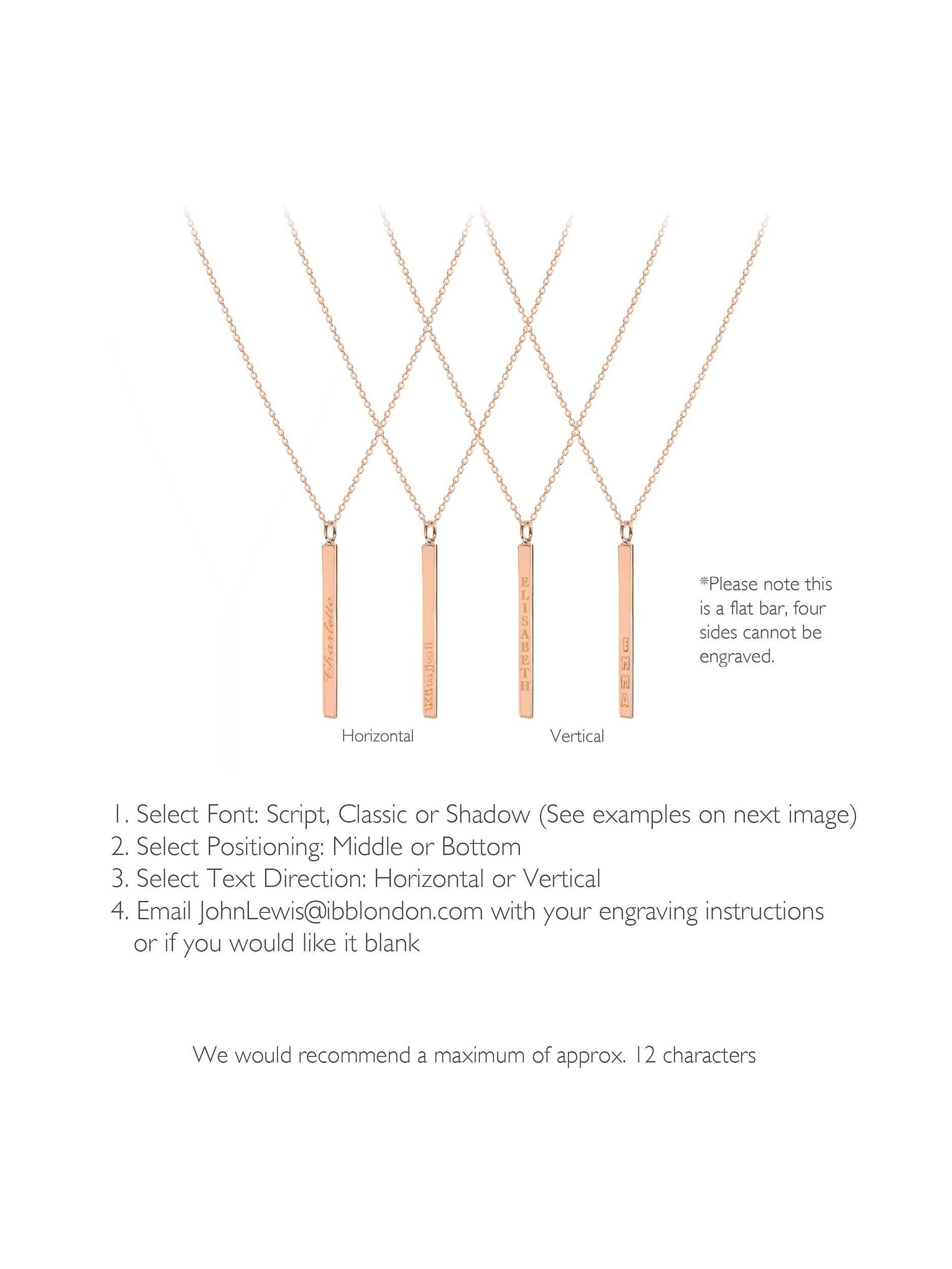 IBB personalised bar pendant necklace in rose gold (British brand)