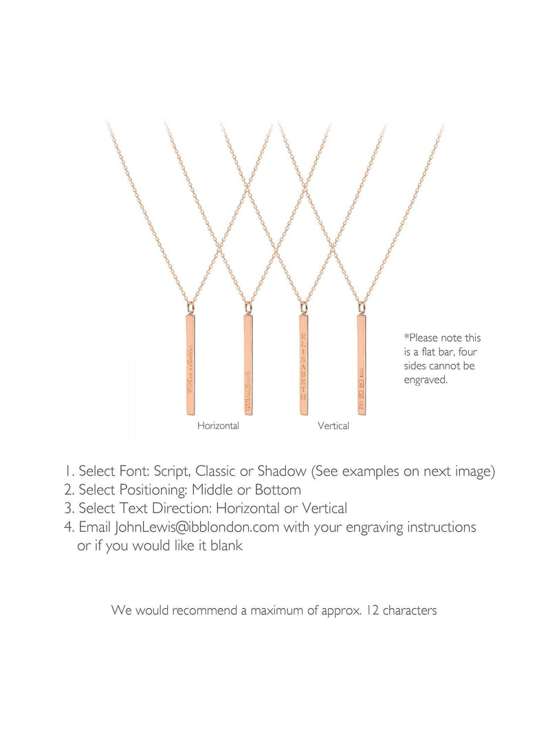 IBB personalised bar pendant necklace in rose gold (British brand)