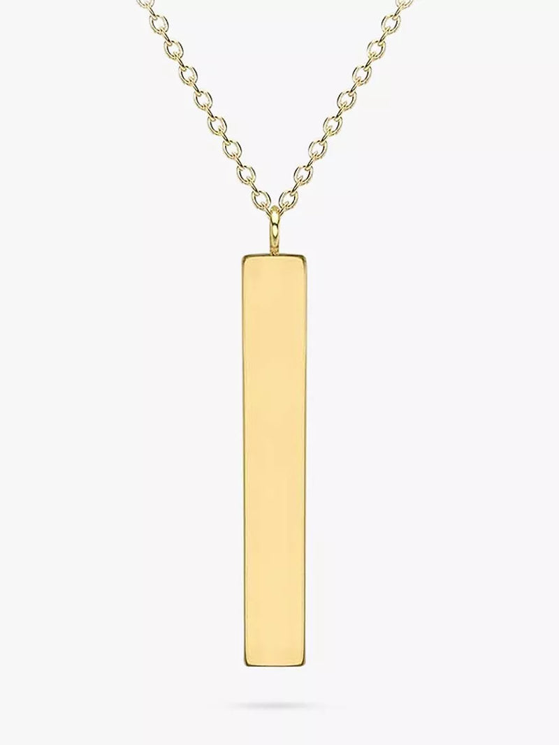 IBB personalised 9ct gold vertical bar pendant necklace, UK version