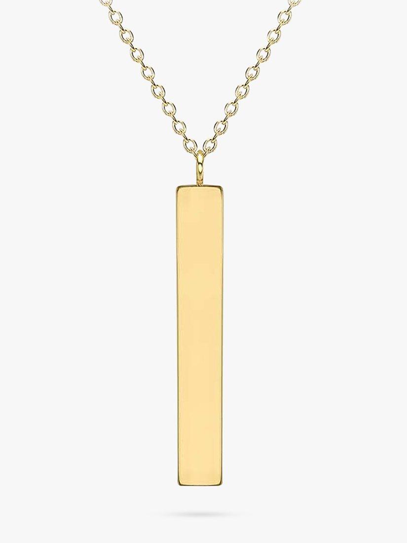 IBB personalised 9ct gold vertical bar pendant necklace, UK version