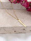 IBB personalised 9ct gold vertical bar pendant necklace, UK version
