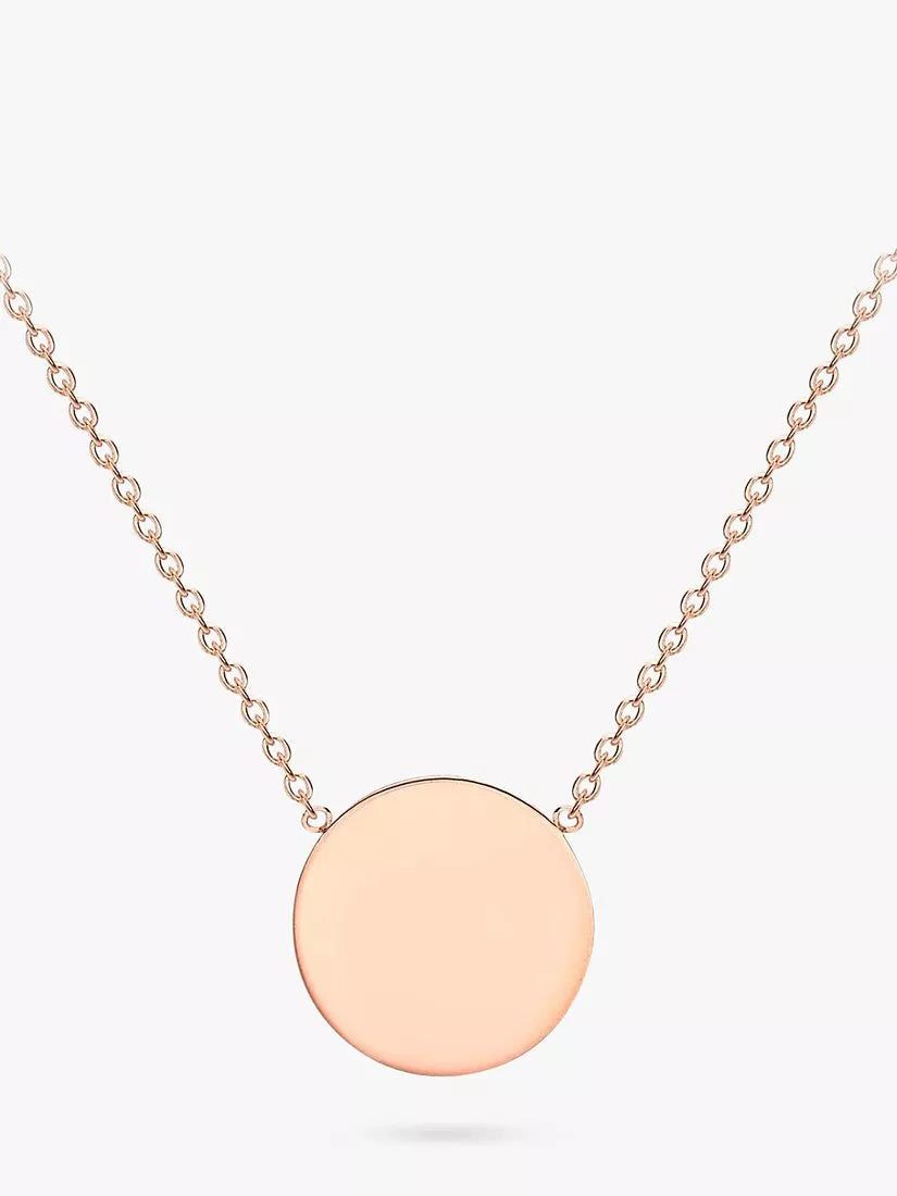 IBB personalised 9ct rose gold single disc pendant necklace, UK version