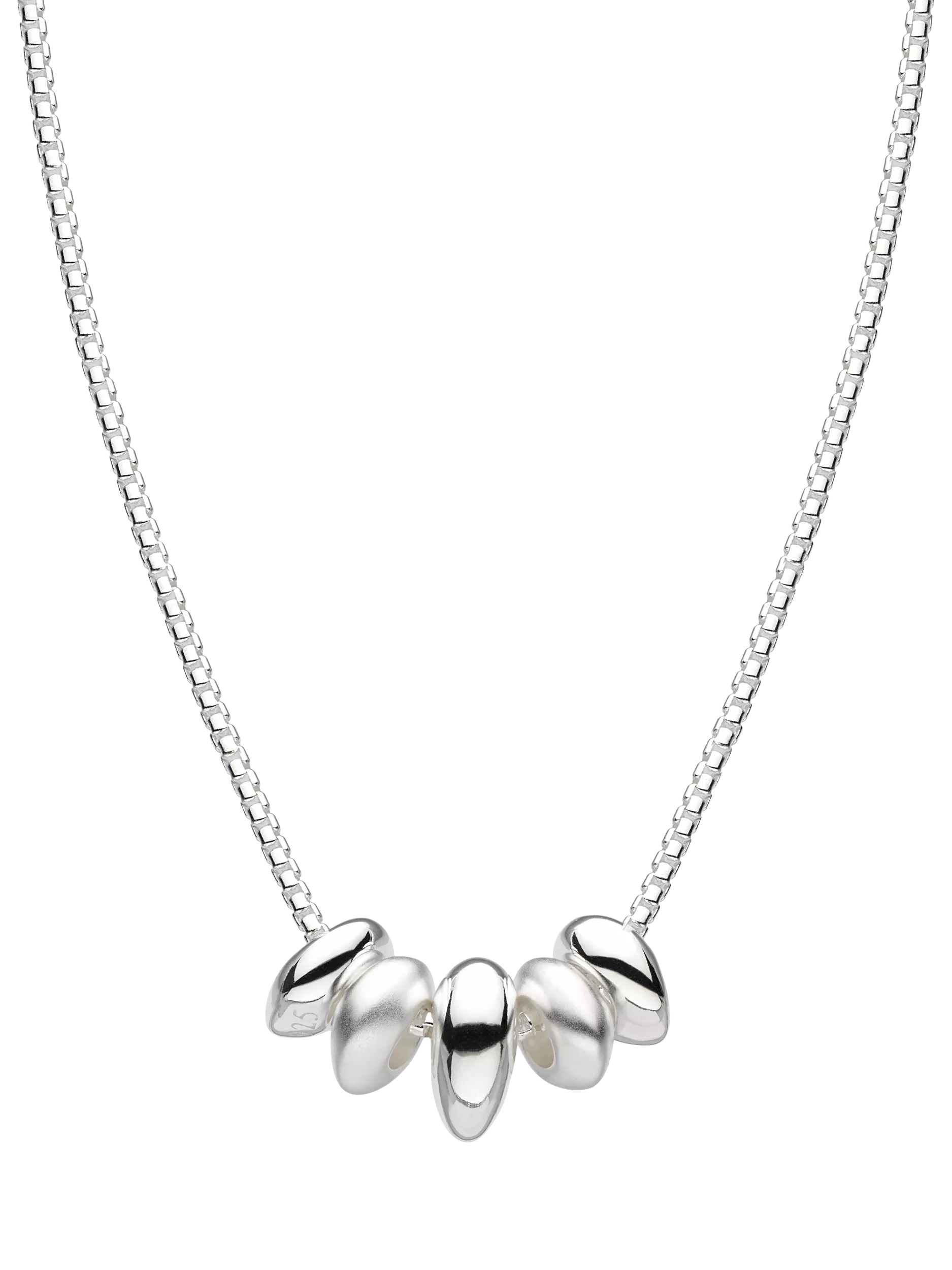 Kit Heath silver bead cluster chain necklace polished brushed, UK version