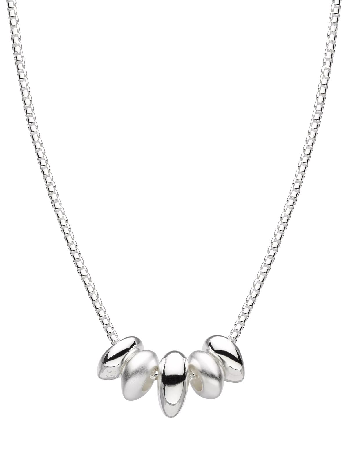 Kit Heath silver bead cluster chain necklace polished brushed, UK version