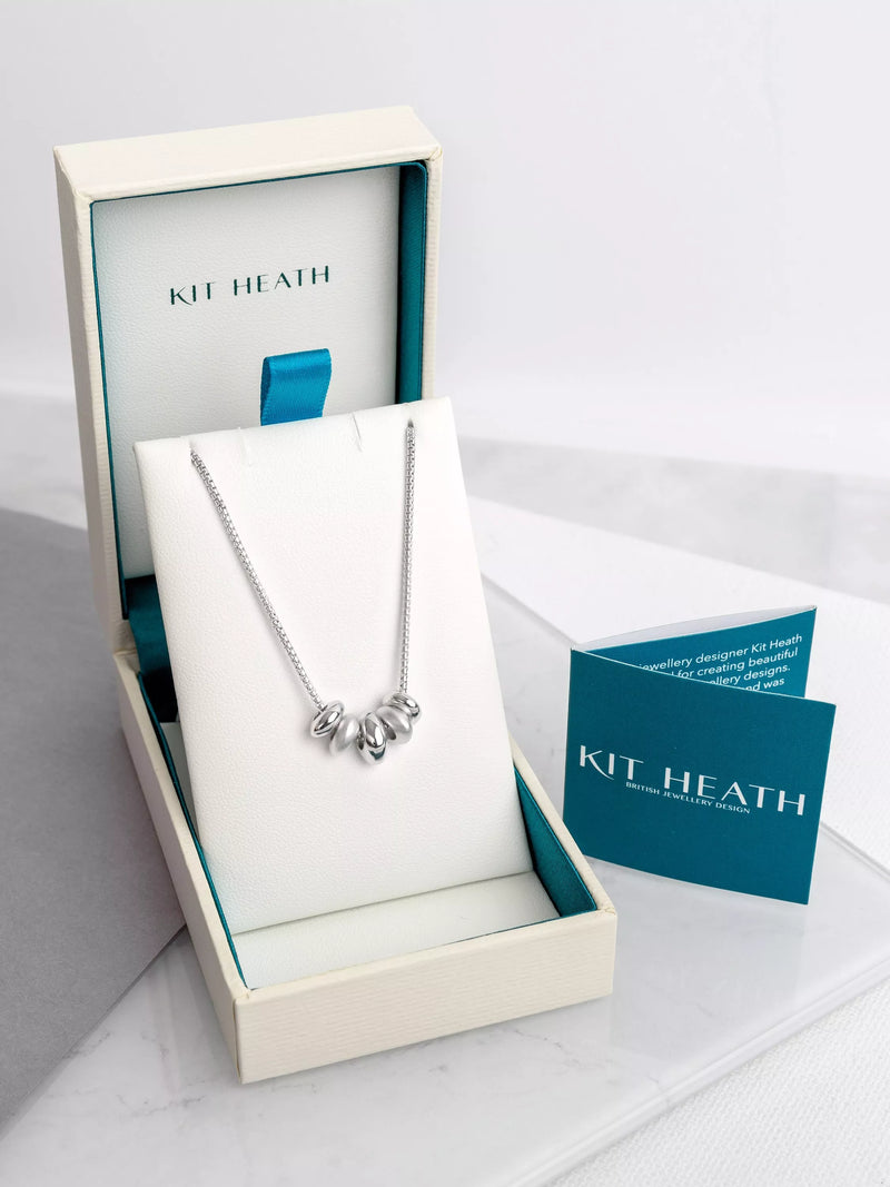 Kit Heath silver bead cluster chain necklace polished brushed, UK version
