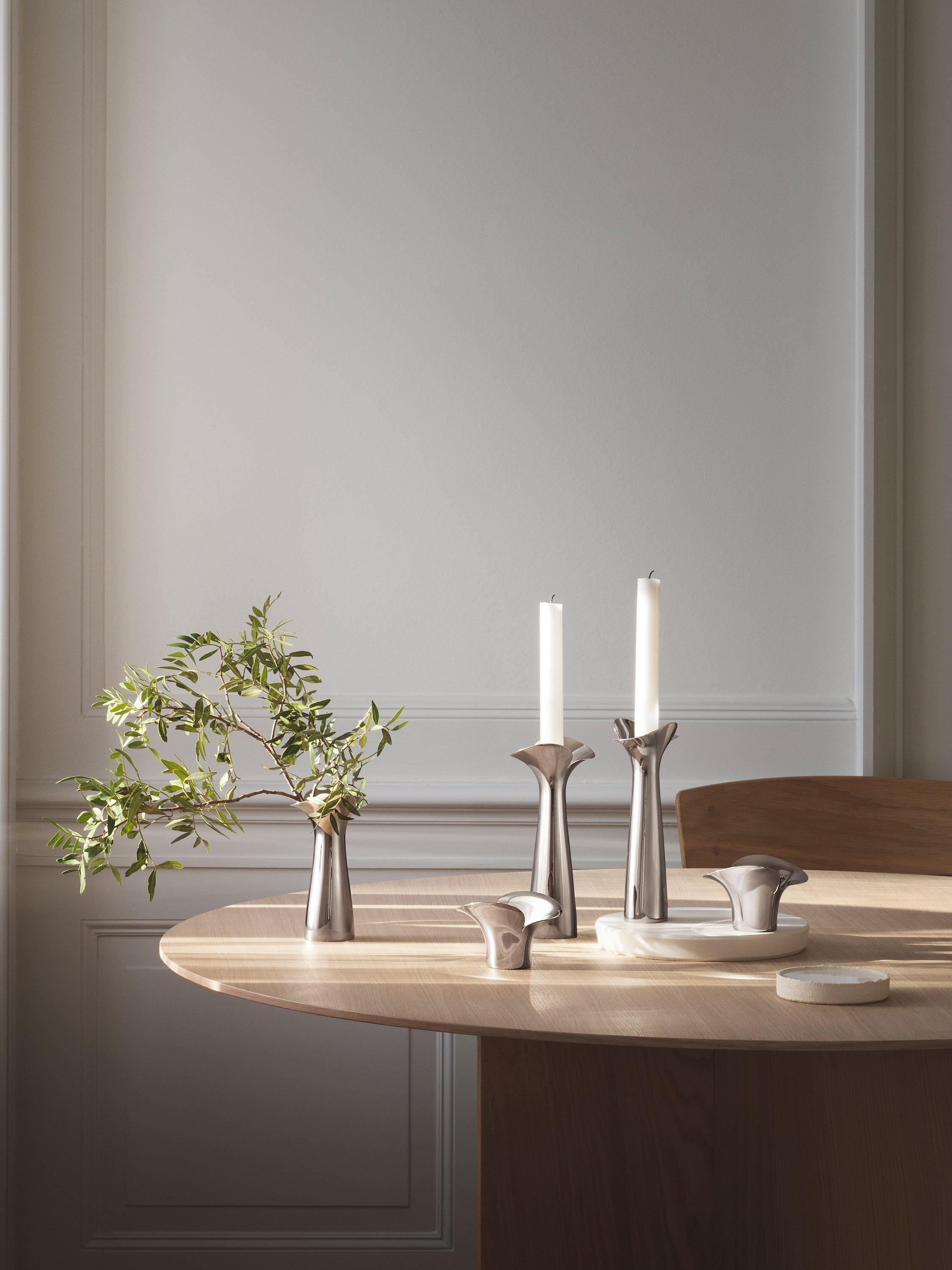 Georg Jensen stainless steel candlesticks Set of 2 20cm, UK version