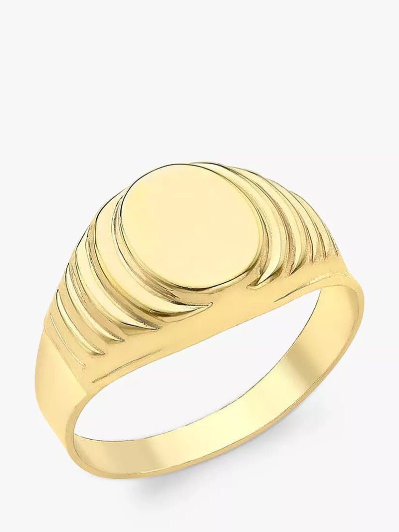 IBB Personalised 9ct Gold Unisex Oval Signet Ring