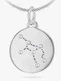 IBB Personalised Star Sign Disc Pendant Necklace Silver