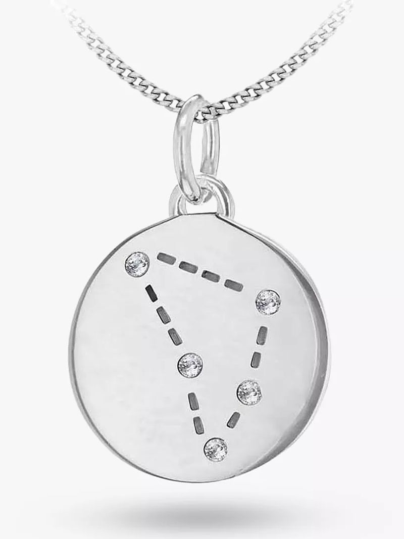 IBB Personalised Star Sign Disc Pendant Necklace Silver