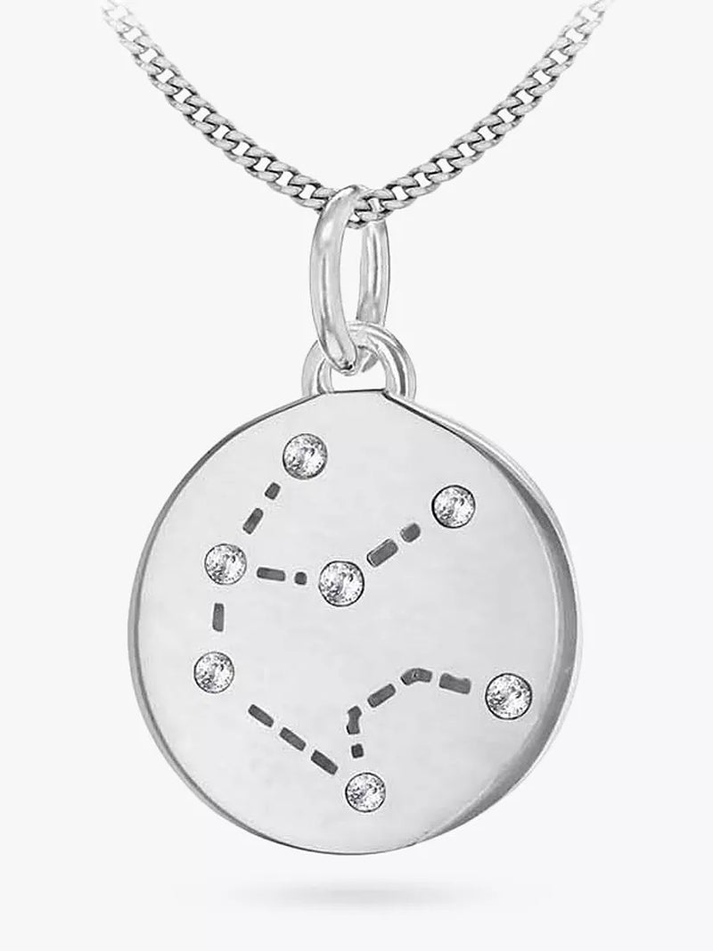 IBB Personalised Star Sign Disc Pendant Necklace Silver