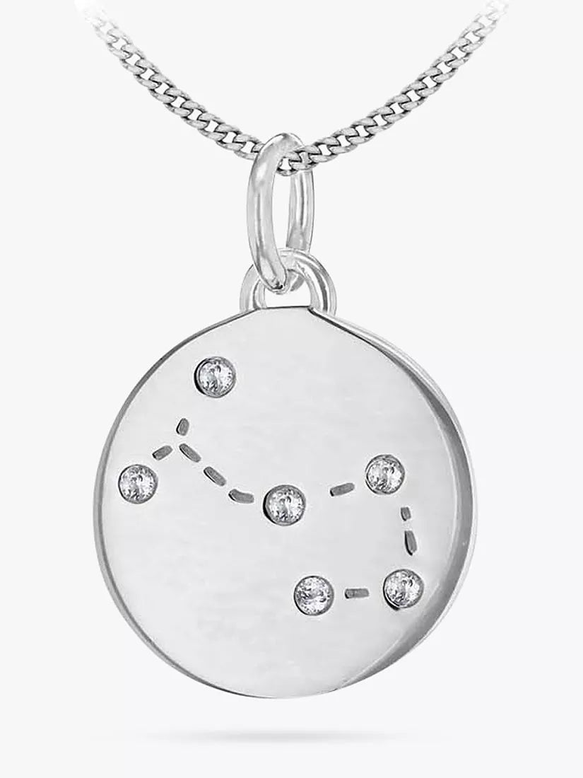 IBB Personalised Star Sign Disc Pendant Necklace Silver