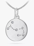 IBB Personalised Star Sign Disc Pendant Necklace Silver