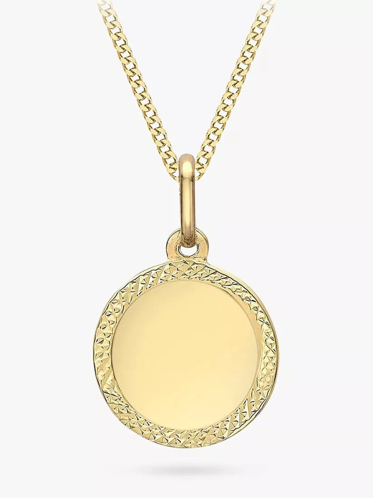 IBB Personalised 9ct Gold Disc Pendant Necklace, Gold