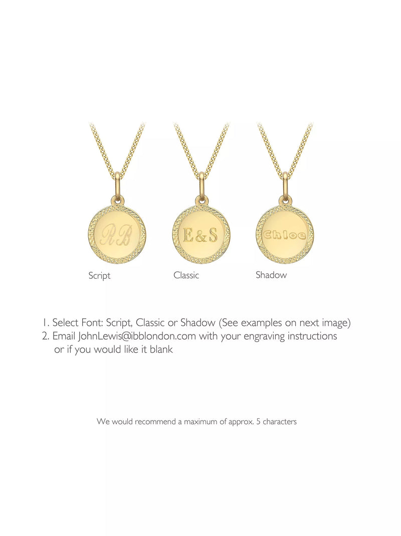 IBB personalised gold disc pendant necklace, UK version