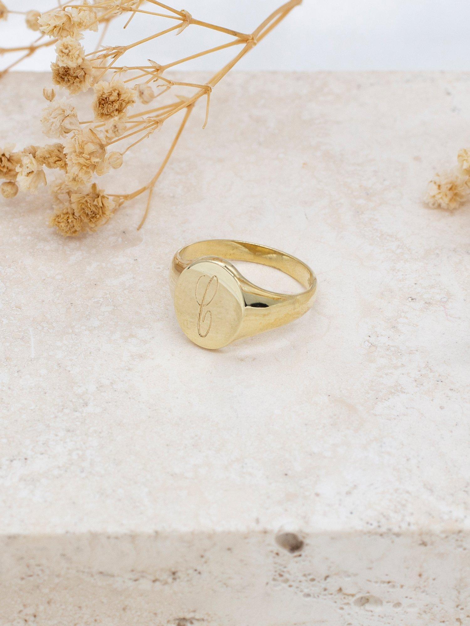 IBB 9ct gold unisex oval signet ring personalised engraving - British product