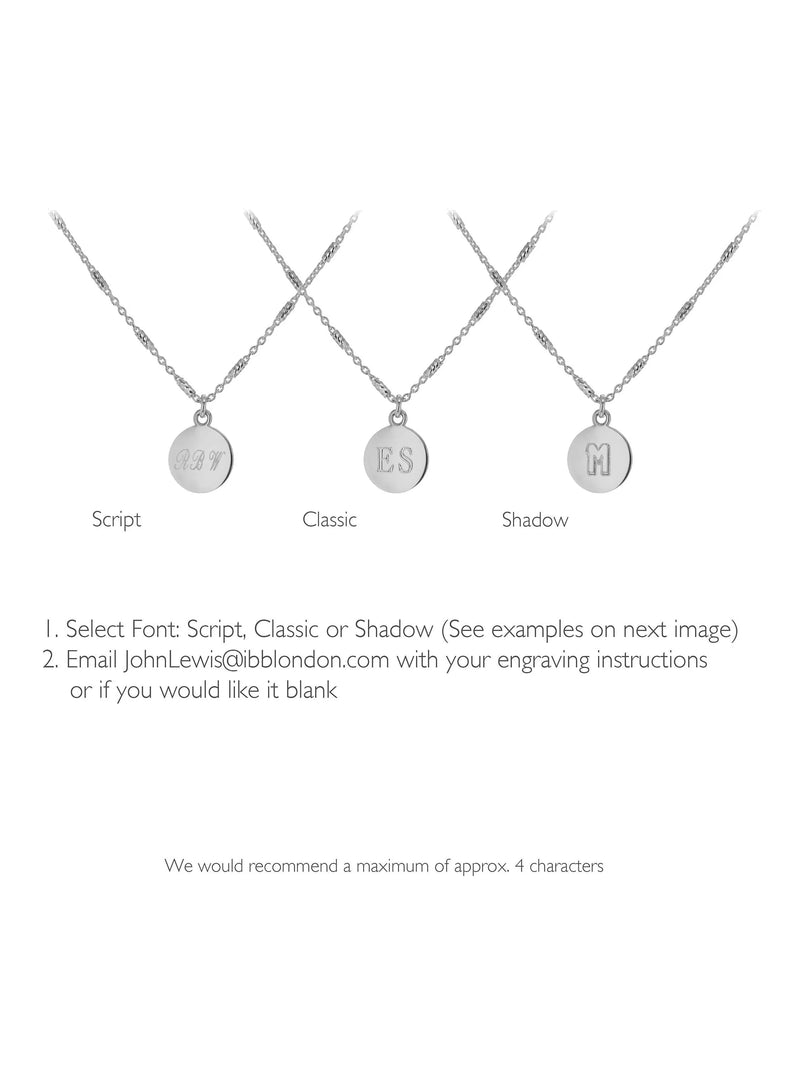 IBB personalised sterling silver disc bar chain pendant necklace, UK version