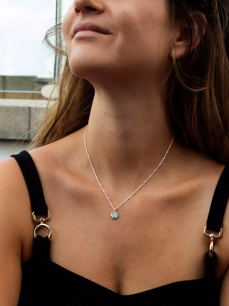 IBB personalised sterling silver disc bar chain pendant necklace, UK version
