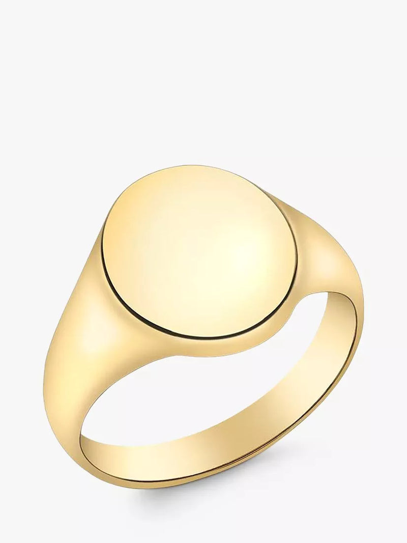 IBB Personalised 9ct Gold Unisex Oval Signet Ring