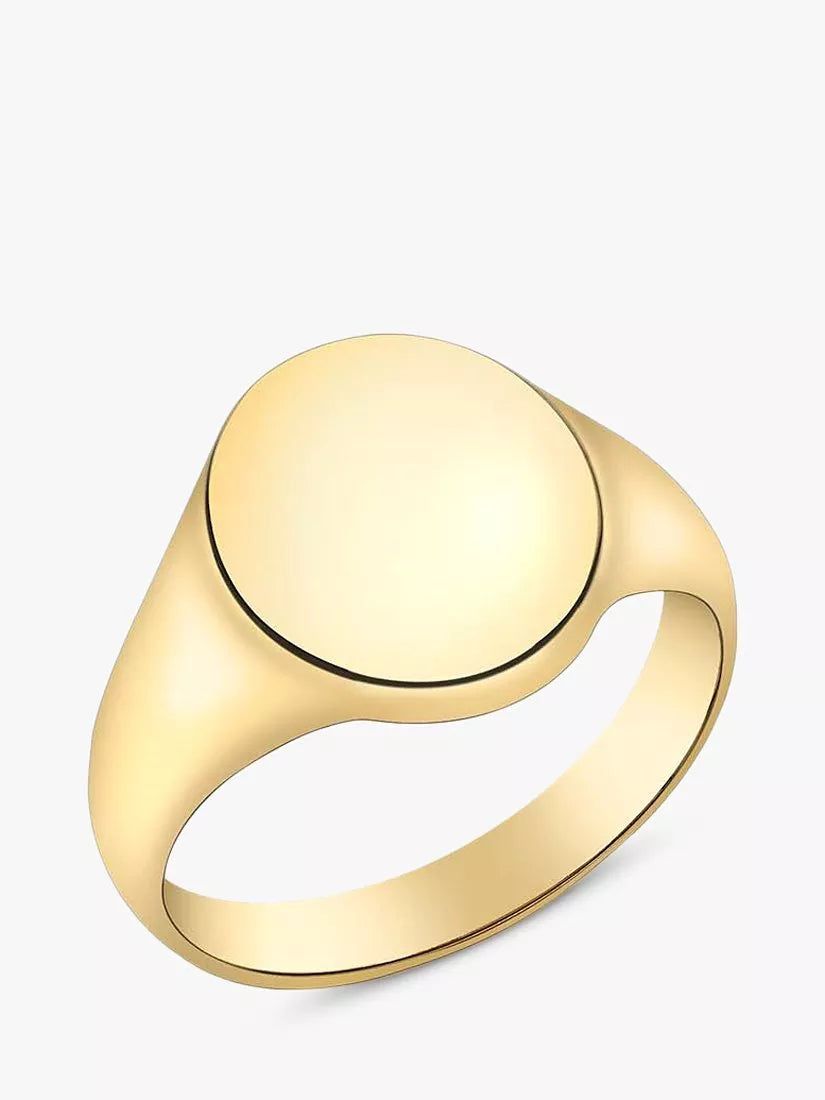 IBB Personalised 9ct Gold Unisex Oval Signet Ring