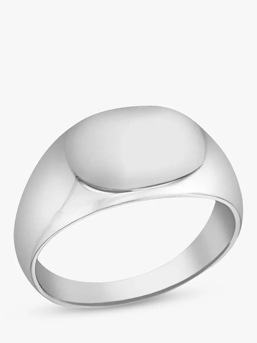IBB Personalised Unisex Oval Signet Ring, Silver