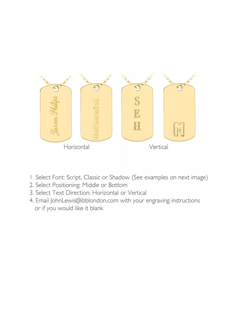 IBB personalised dog tag gold necklace, UK version