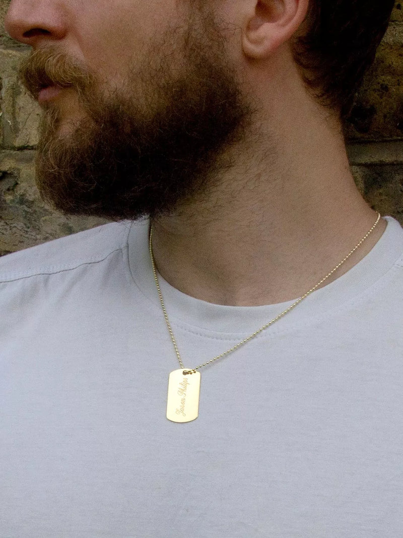 IBB personalised dog tag gold necklace, UK version