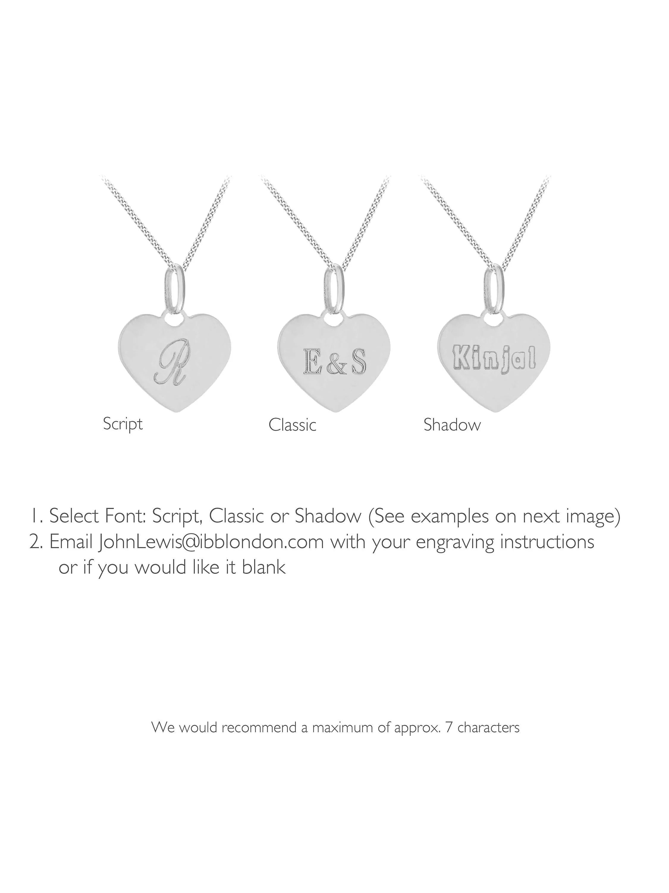 IBB sterling silver heart pendant necklace, UK version