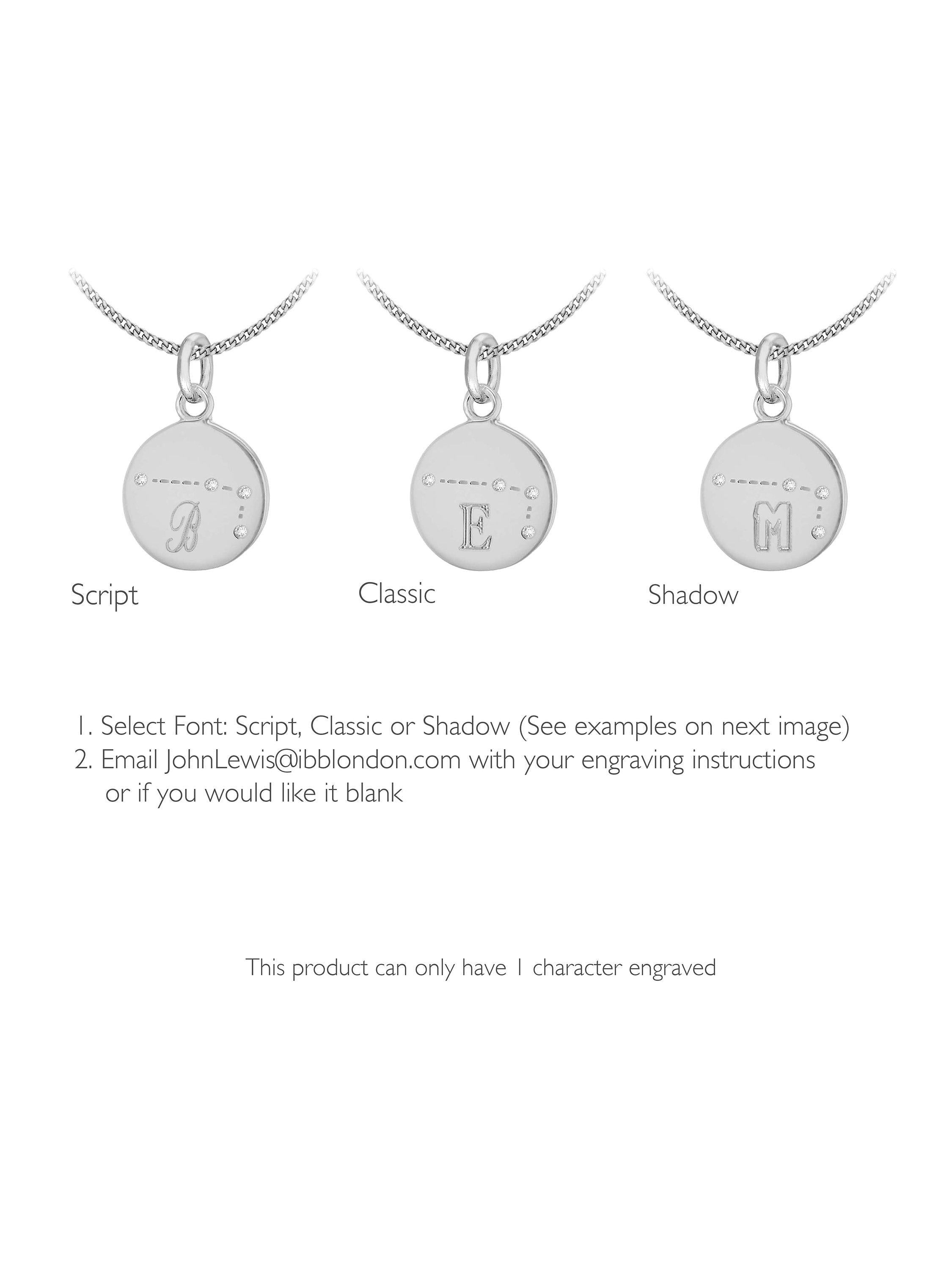 IBB personalised star sign pendant necklace silver cubic zirconia (British brand)