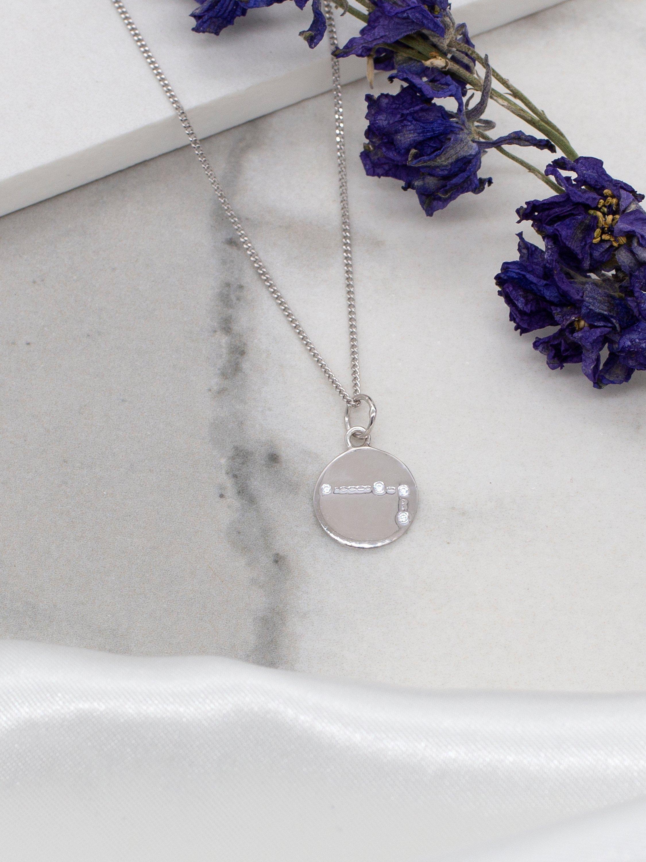 IBB personalised star sign pendant necklace silver cubic zirconia (British brand)