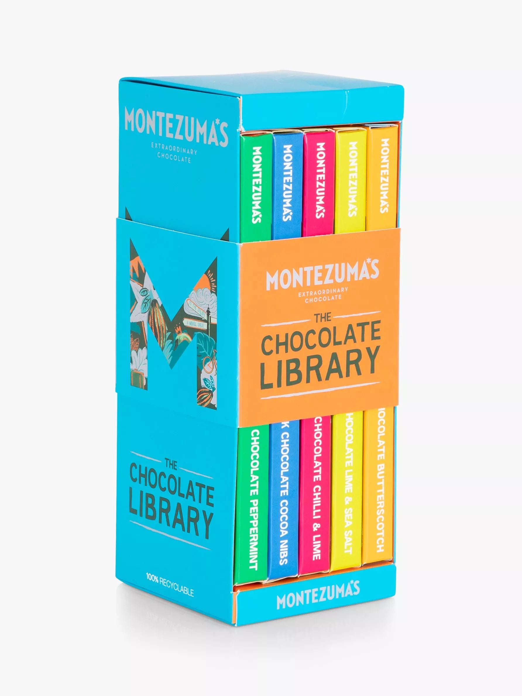 Montezuma's Chocolate Bar Library 5 Flavour Selection 450g, imported from the UK