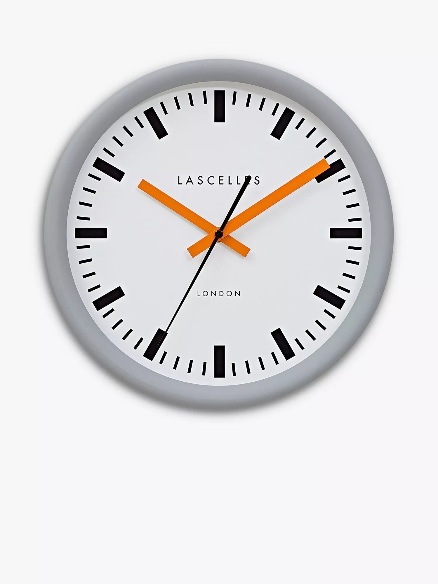 Lascelles wall clock grey and orange 30cm, imported from the UK