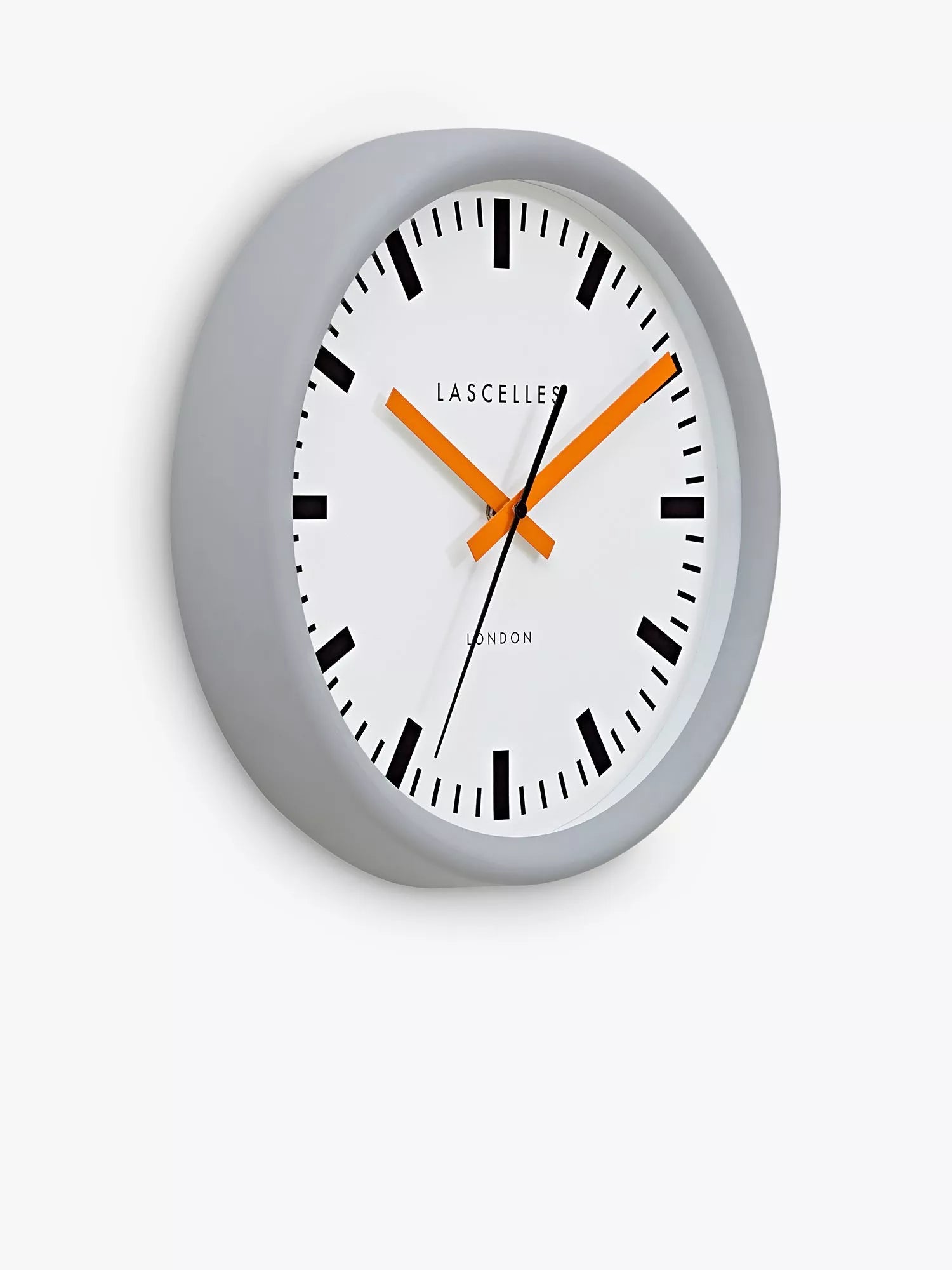 Lascelles wall clock grey and orange 30cm, imported from the UK