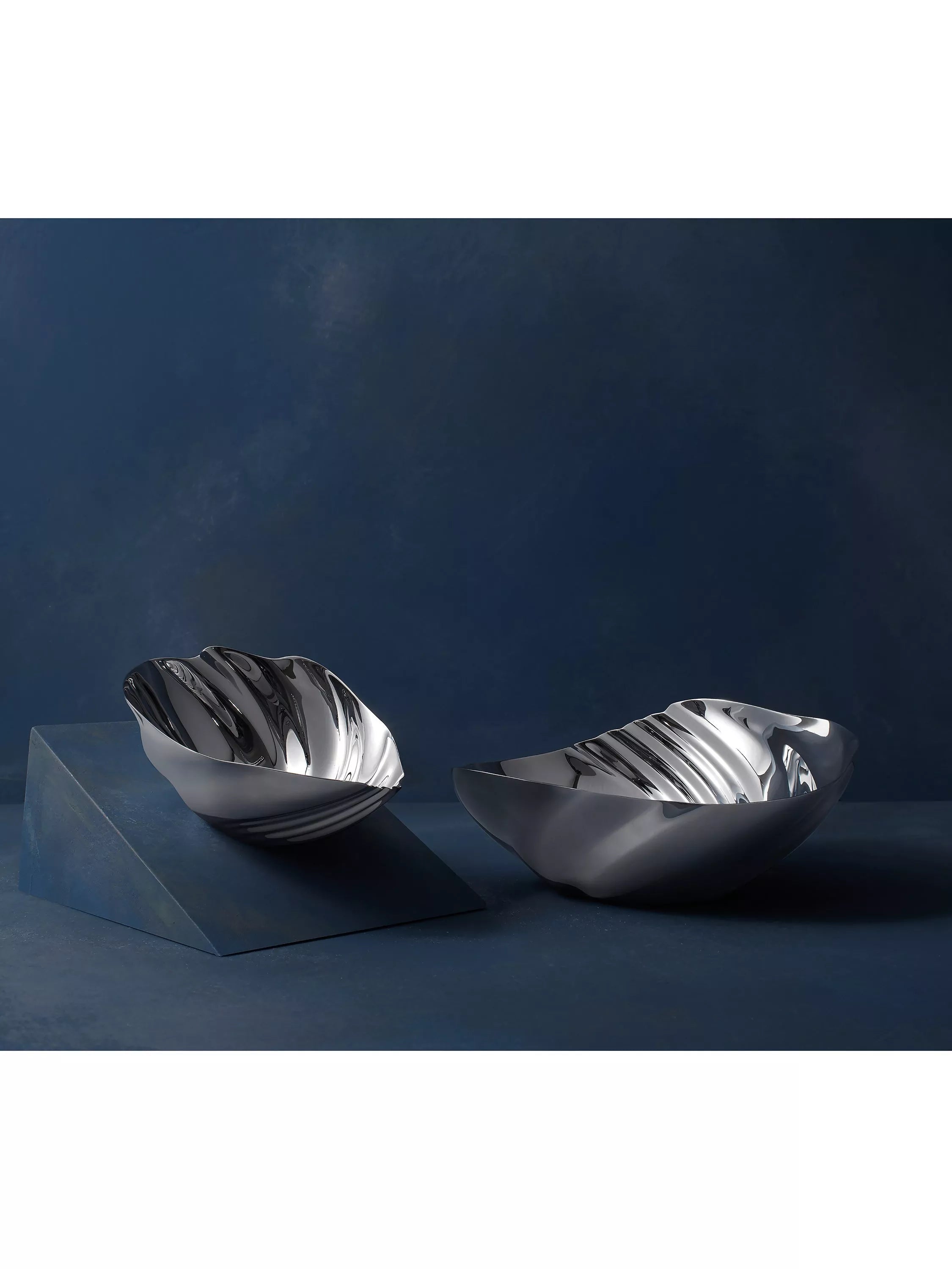 Robert Welch cascade dish in mirror-polished stainless steel, imported from the UK