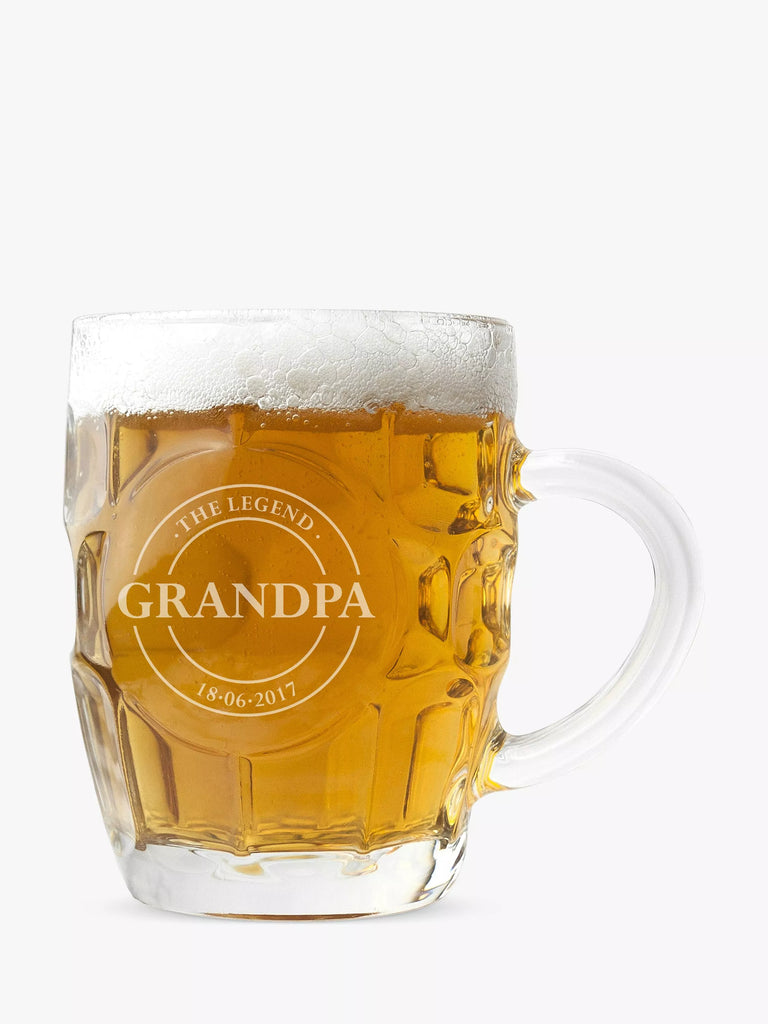 Treat Republic Personalised Emblem Dimpled Beer Glass, 568ml