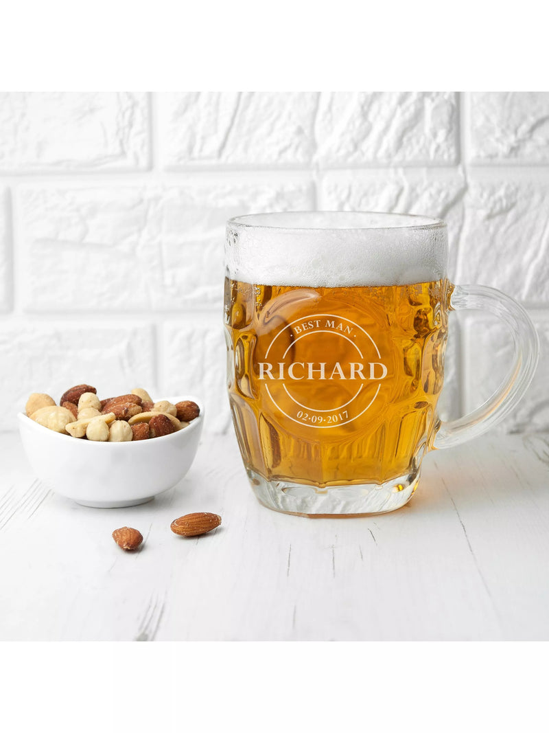 Treat Republic personalised emblem dimpled beer glass 568ml (British brand)