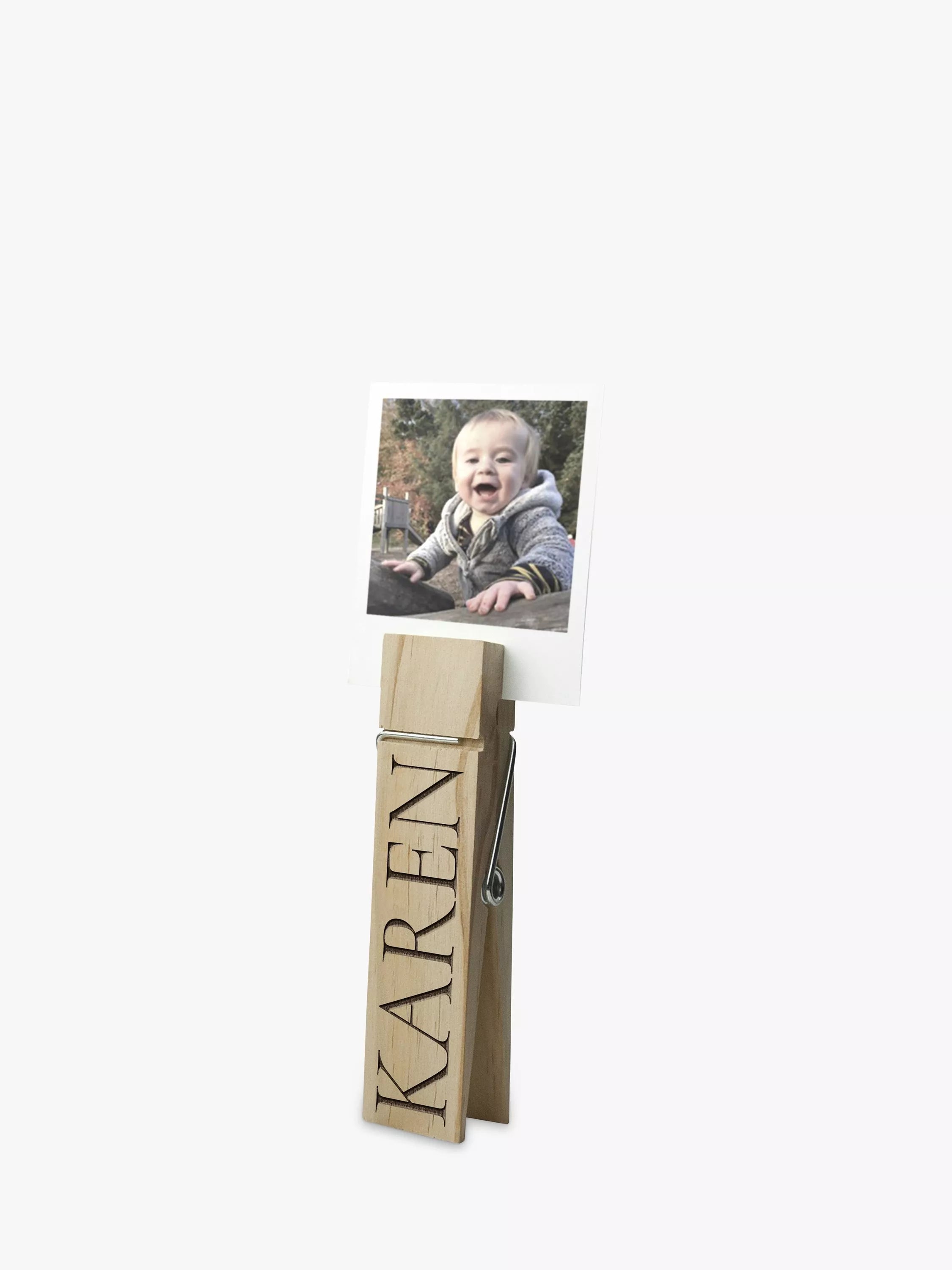 Treat Republic personalised large wooden peg photo holder (British brand)