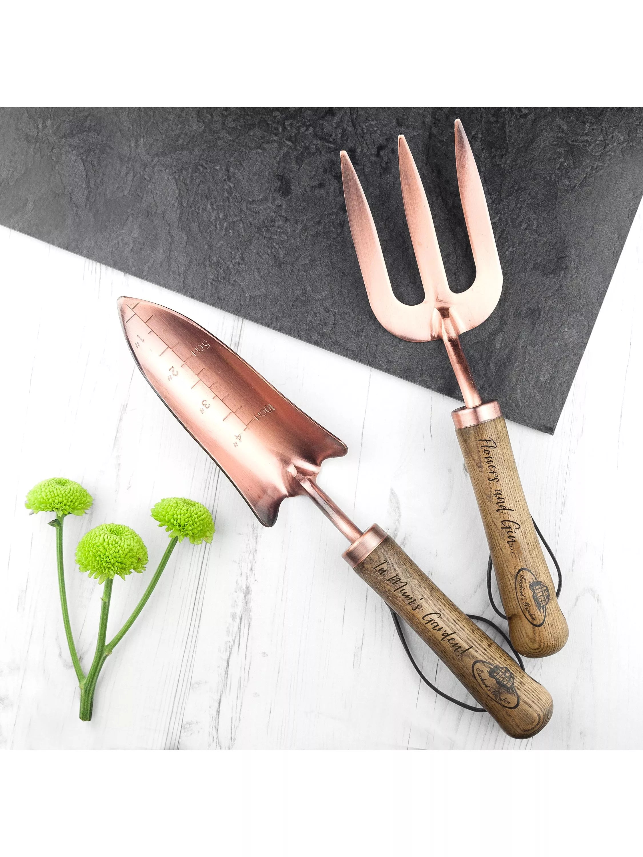 Treat Republic copper trowel and fork set (British brand)