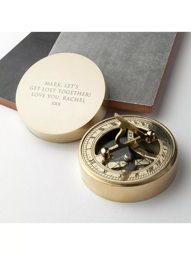 Treat Republic personalised brass sundial and compass (British brand)