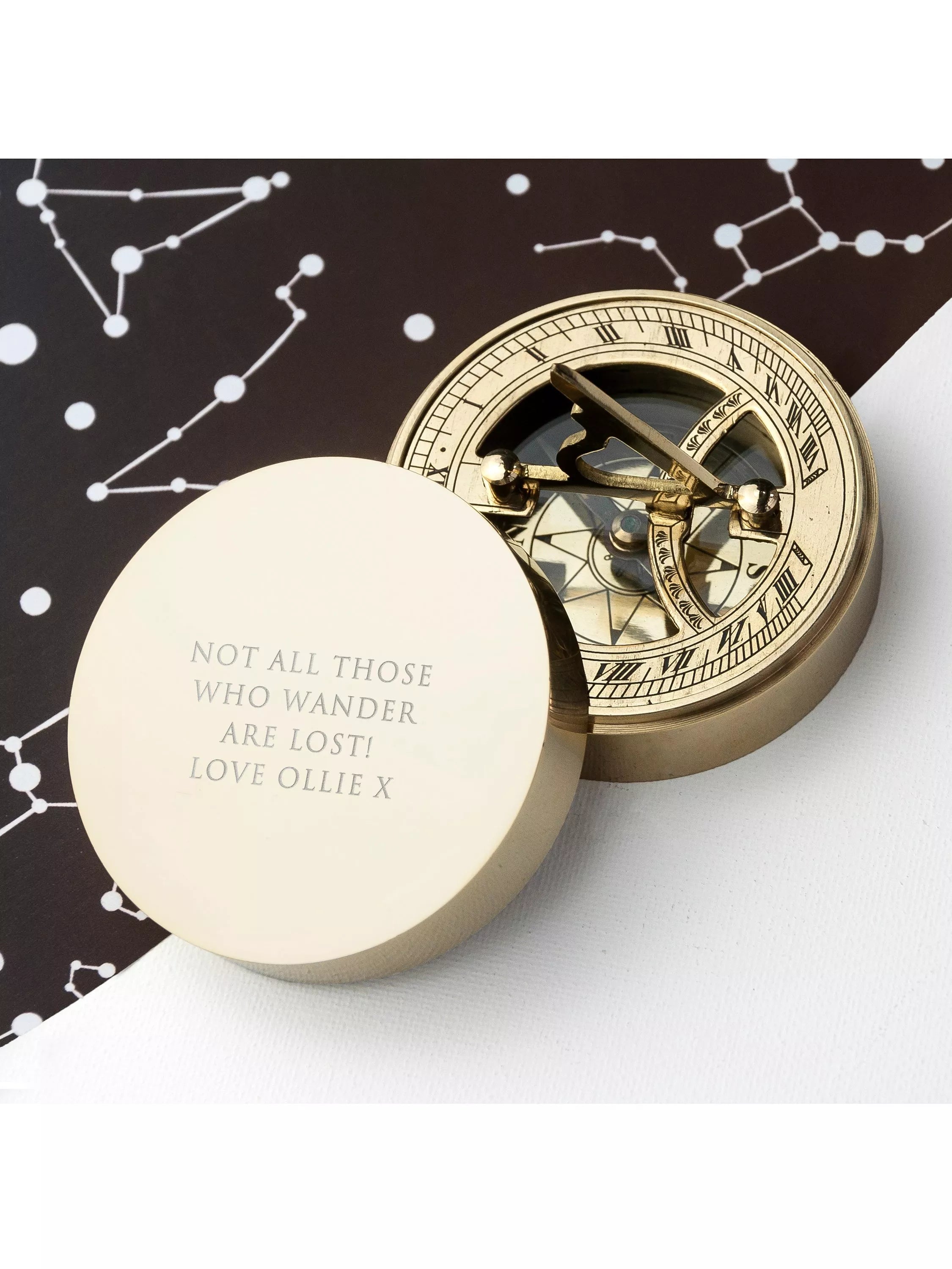 Treat Republic personalised brass sundial and compass (British brand)