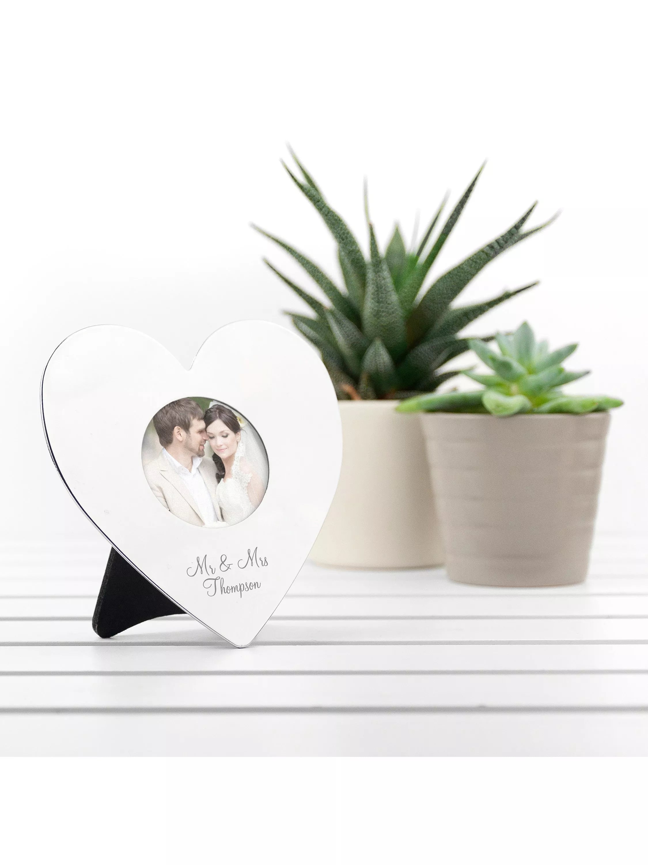 Treat Republic personalised silver heart photo frame Christmas tree decoration (British brand)