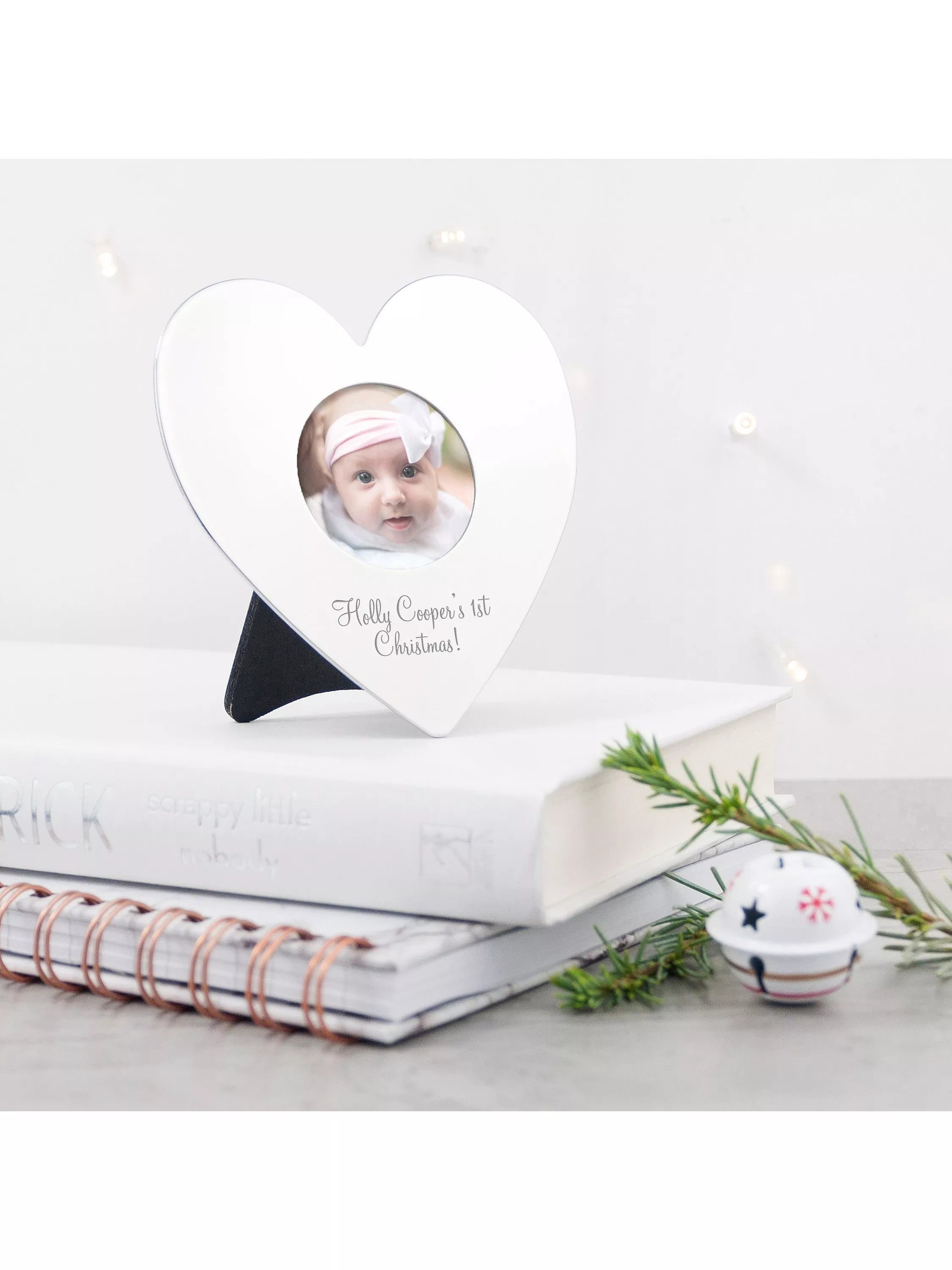 Treat Republic personalised silver heart photo frame Christmas tree decoration (British brand)